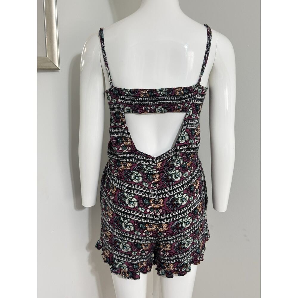 American Eagle Women’s Boho Floral Viscose Romper Hippie Festival Summer Size L - Picture 7 of 16